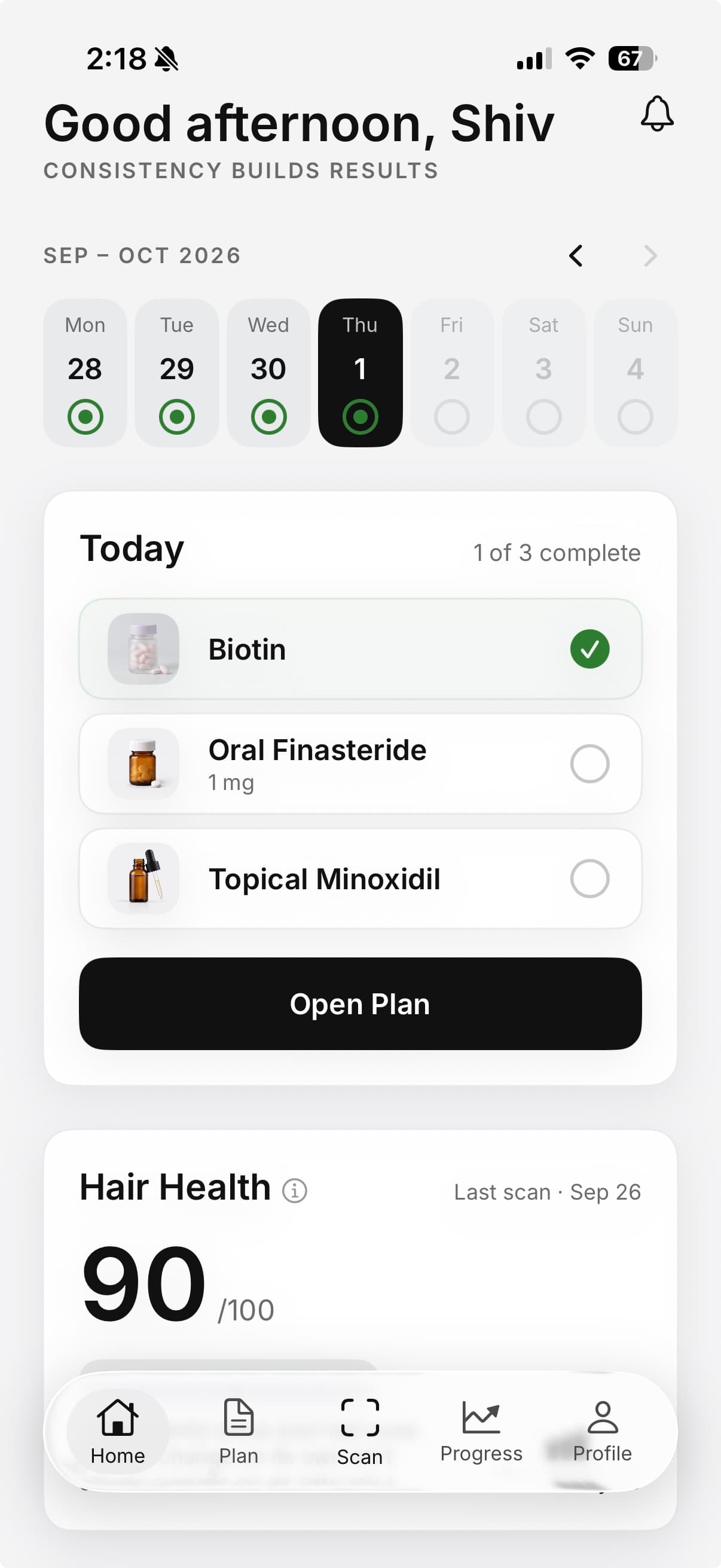 Morph daily care checklist with user-added items and weekly completion tracking