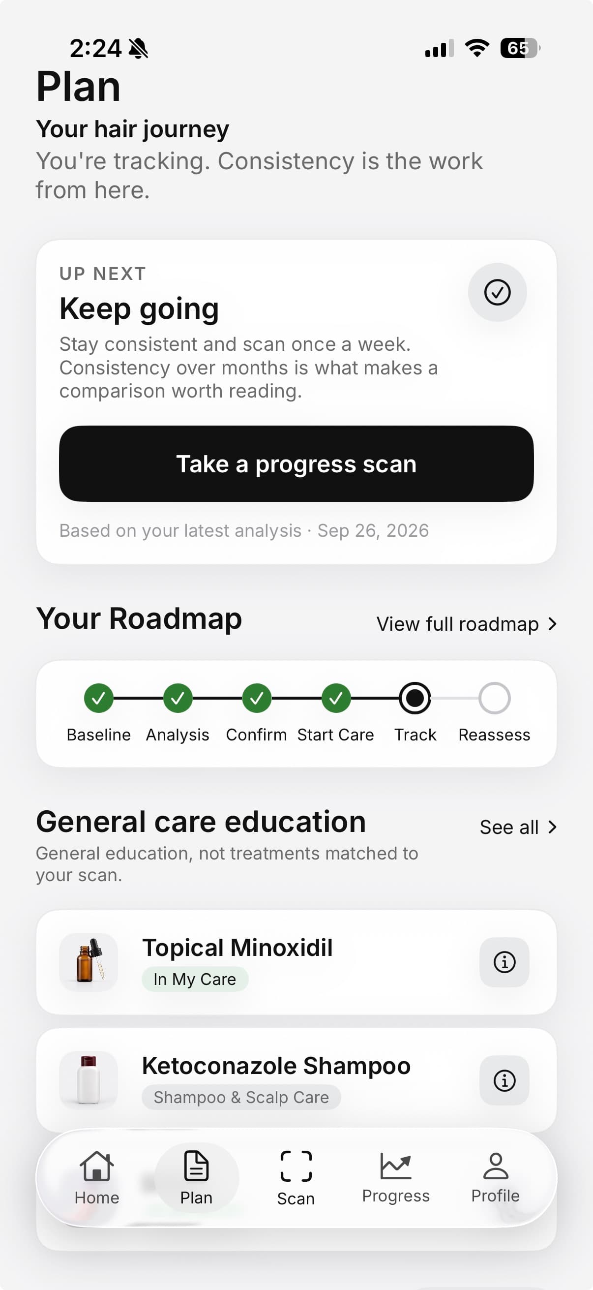 Morph Plan with an ongoing roadmap, next scan, and care education